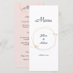 Blush Pink, Gold and Navy, Wedding Menu