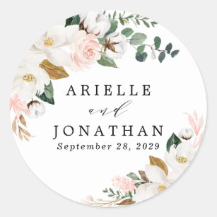 Blush Pink Floral Rustic Wedding Return Address Label