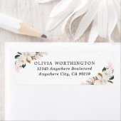 Blush Pink Gold and White Magnolia Floral Wedding Label (Insitu)