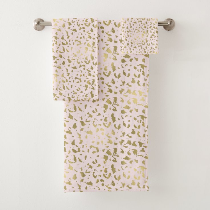 Blush Pink Gold Animal Print Bath Towel Set Zazzle