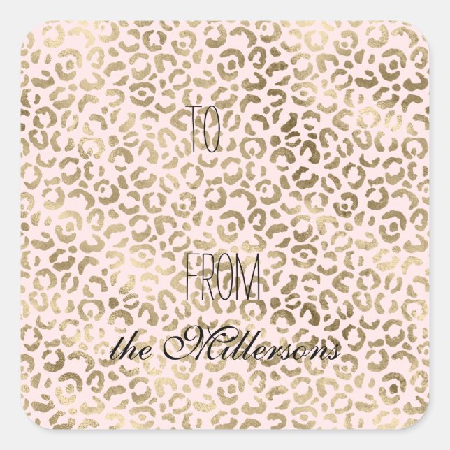 Blush Pink Gold Antique Leopard Print   Square Sticker (Front)