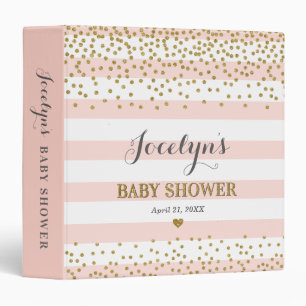 Blush Pink Gold Baby Girl Shower Album Organizer 3 Ring Binder