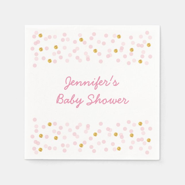 Blush Pink & Gold Baby Shower Napkins (Front)