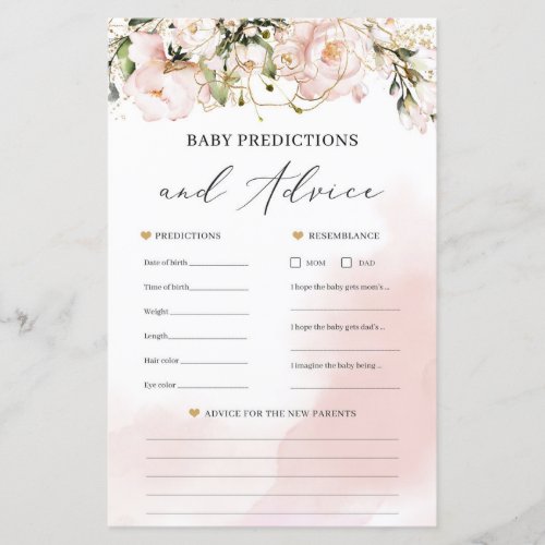 BLush pink gold baby shower predictions and advice