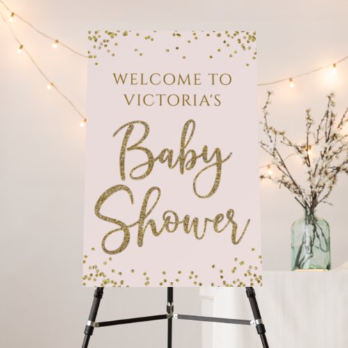 Blush Pink Gold Baby Shower Welcome Sign