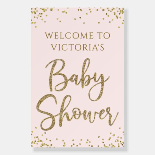 Blush Pink Gold Baby Shower Welcome Sign