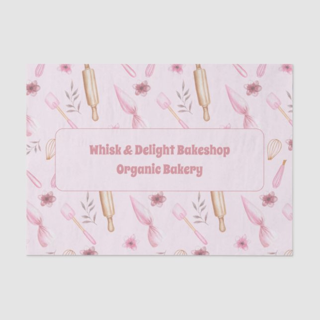 Blush Pink & Gold Baking & Cooking Utensil Bakery  Tissue Paper (Front)