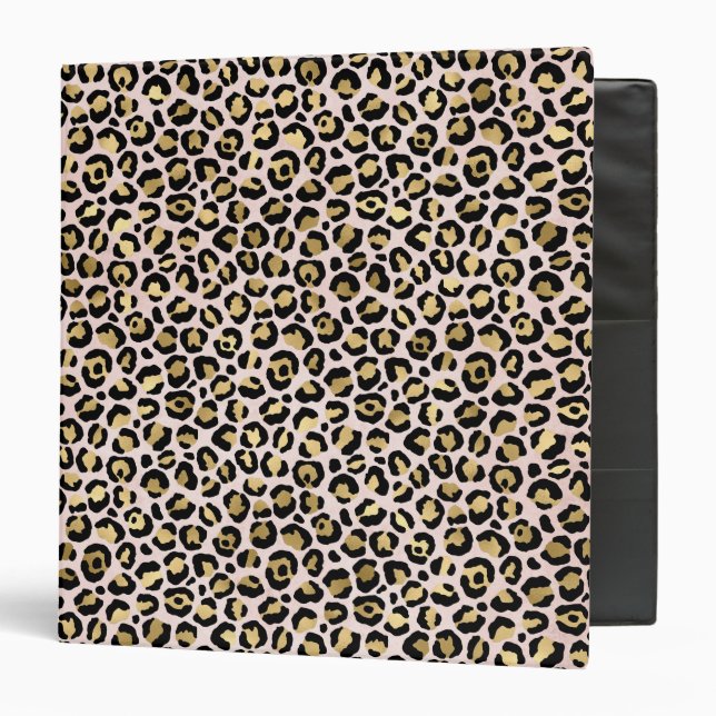 Blush Pink Gold Black Leopard Print       3 Ring Binder (Front/Inside)