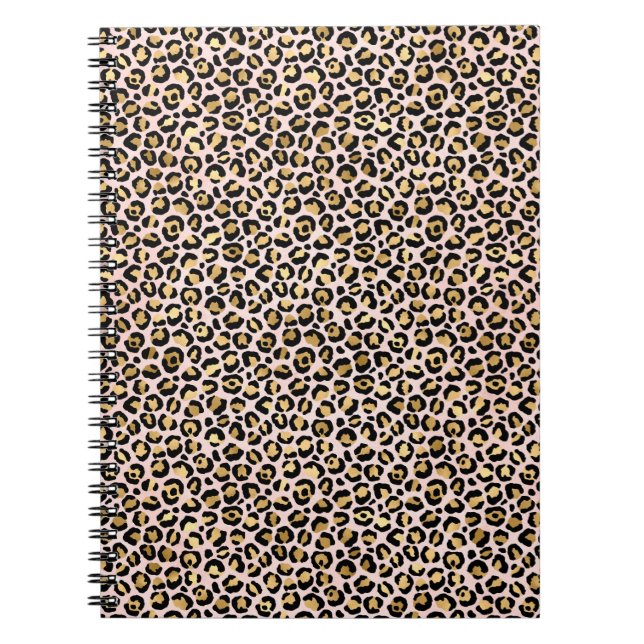 Blush Pink Gold Black Leopard Print        Notebook (Front)