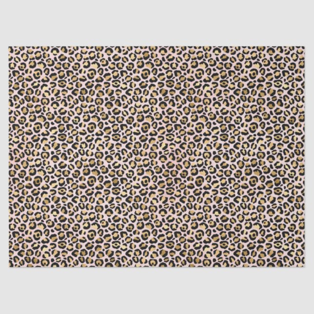 Blush Pink Gold Black Leopard Print   Tissue Paper (Front)