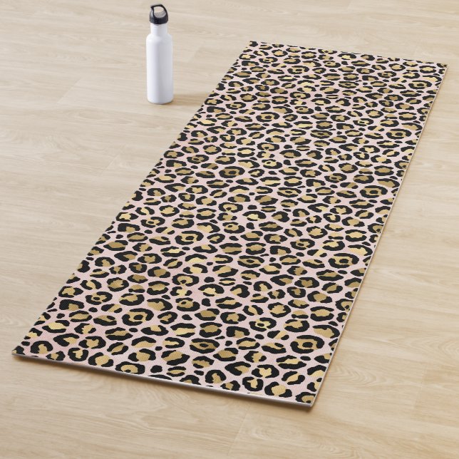 Blush Pink Gold Black Leopard Print           Yoga Mat (In Situ)