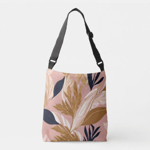 Blush Pink Gold Boho Leaves Modern Collection Crossbody Bag