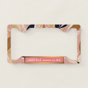 Blush Pink Gold Boho Leaves Modern Collection License Plate Frame