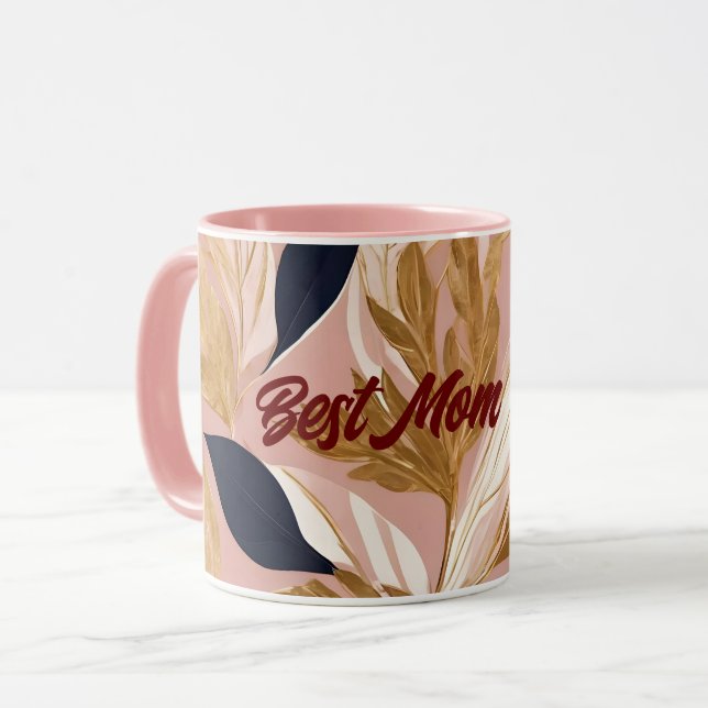 Blush Pink Gold Boho Leaves Modern Collection Mug (Front Left)