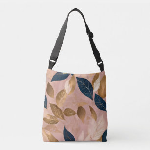 Blush Pink Gold Boho Leaves Popular Collection Crossbody Bag