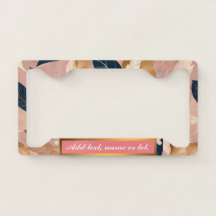 Blush Pink Gold Boho Leaves Popular Collection License Plate Frame