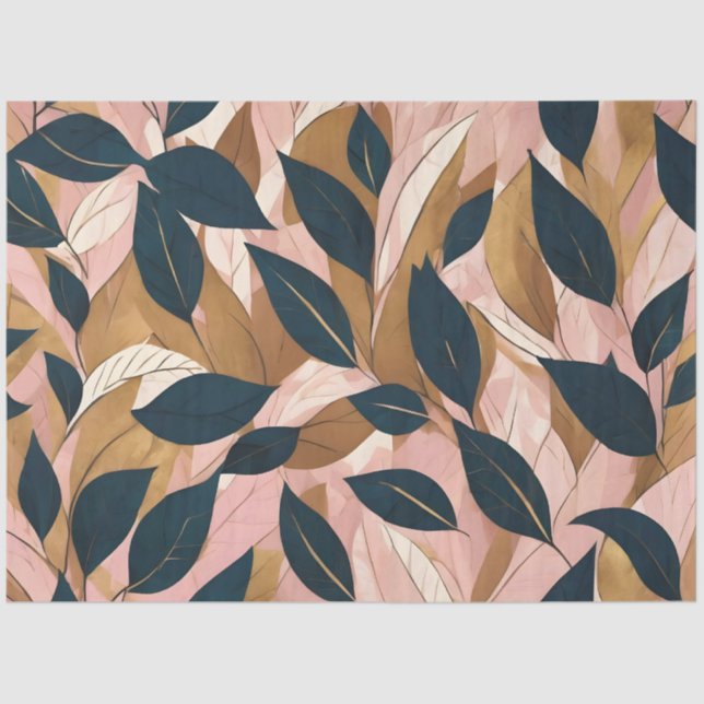 Blush Pink Gold Boho Leaves Trendy Collection Tissue Paper (Front)