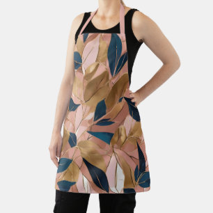 Blush Pink Gold Boho Popular Leaves Collection Apron