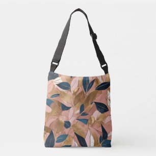 Blush Pink Gold Boho Popular Leaves Collection Crossbody Bag