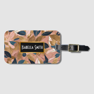Blush Pink Gold Boho Popular Leaves Collection Luggage Tag