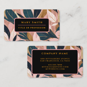 Blush Pink Gold Boho Trendy Leaves Collection Business Card