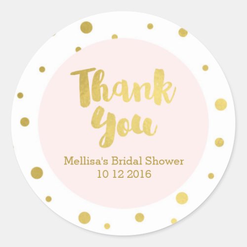 Blush Pink Gold Bridal Shower Thank You Favor Tags