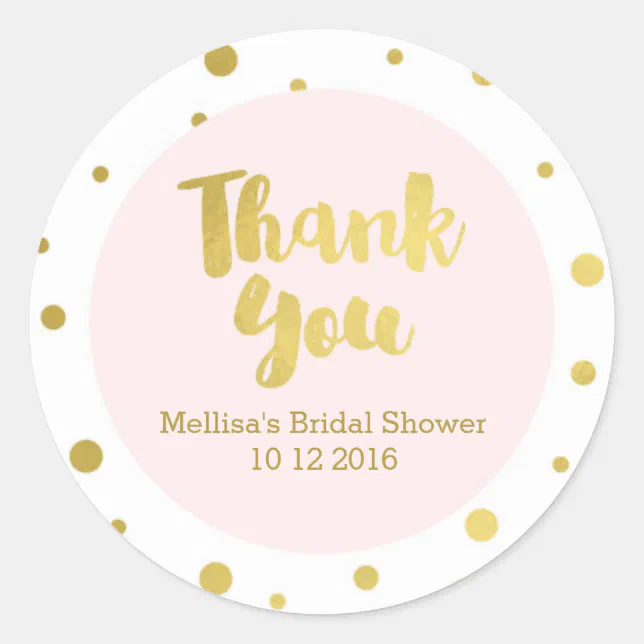 Blush Pink Gold Bridal Shower Thank You Favor Tags | Zazzle