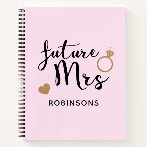 Blush Pink Gold Bridal Wedding Planner Future Mrs Notebook