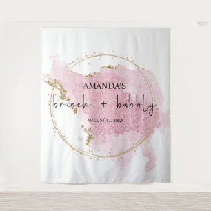 Blush Pink Gold Brunch and Bubbly Photo Backdrop