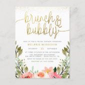 Blush Pink & Gold Brunch & Bubbly Bridal Shower Invitation Postcard (Front)
