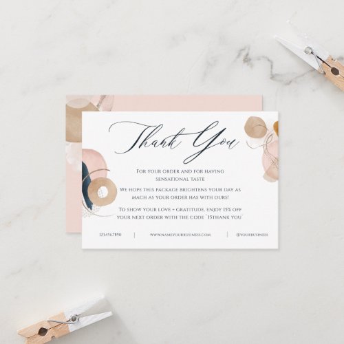 Blush Pink  Gold Business Thank You Card