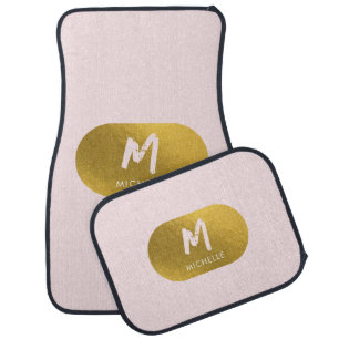 Blush Pink Gold Chic Feminine Monogram Initial Car Floor Mat