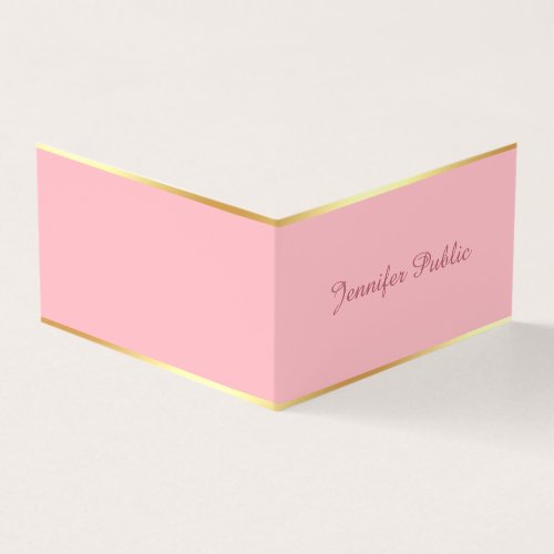 Blush Pink Gold Chic Hand Script Simple Template Business Card