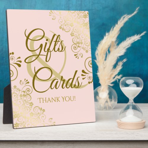 Blush Pink  Gold Chic Wedding Gifts  Cards Sign Plaque