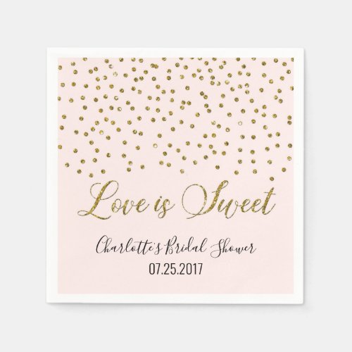 Blush Pink Gold Confetti Bridal Shower Napkins