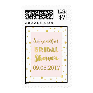 Blush Pink Gold Confetti Bridal Shower Stamp
