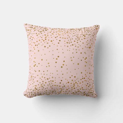 Blush Pink Gold Confetti Dots  Rose Quartz Chic Throw Pillow