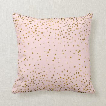 Blush Pink Gold Confetti Dots | Rose Quartz Chic Throw Pillow by angela65 at Zazzle