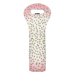 Blush Pink & Gold Confetti Dots Sparkling Wine Bag