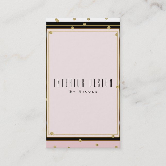 Blush Pink Gold Confetti Modern Elegant Business Card (Front)
