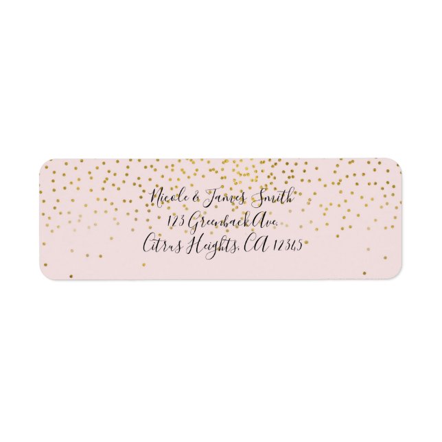 Blush Pink & Gold Confetti Modern Engagement Party Label (Front)