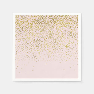 Blush Pink & Gold Confetti Modern Engagement Party Paper Napkins