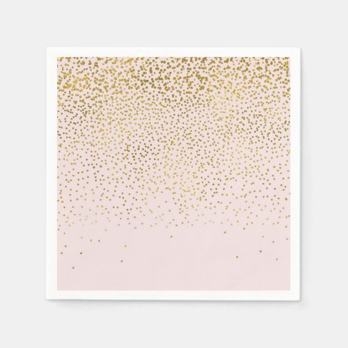 Blush Pink  Gold Confetti Modern Engagement Party Paper Napkins