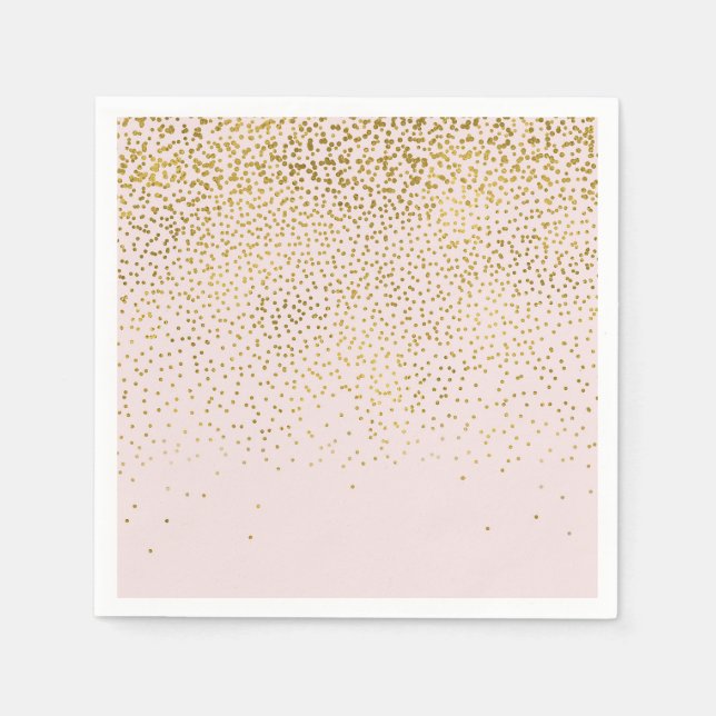 Blush Pink & Gold Confetti Modern Engagement Party Paper Napkins (Front)