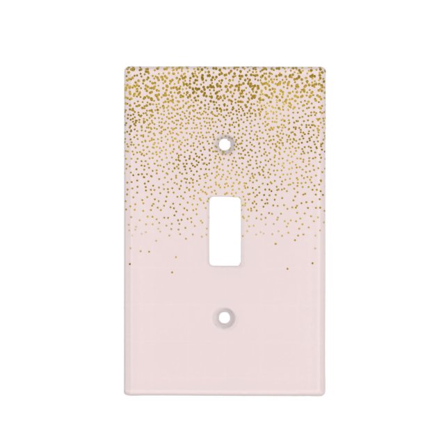 Blush Pink & Gold Confetti Modern Glam Trendy Light Switch Cover (Front)