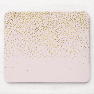 Blush Pink & Gold Confetti Modern Glam Trendy Mouse Pad