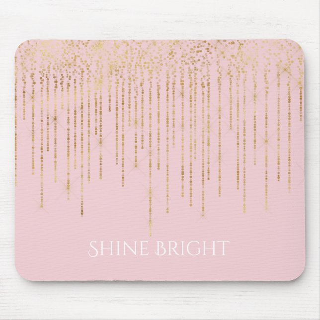 Blush Pink Gold Confetti Mouse Pad (Front)