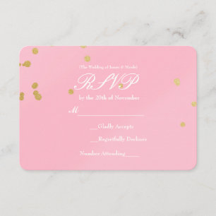 Blush Pink & Gold Confetti RSVP card invitation