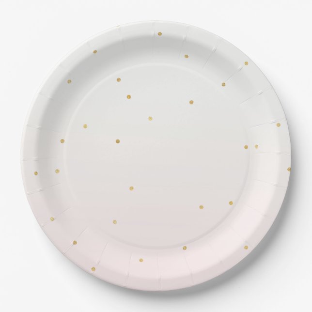 Blush Pink Gold Confetti Sparkle Bridal Shower Paper Plates (Front)