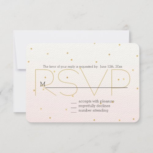 Blush Pink Gold Confetti Sparkle Ombre RSVP